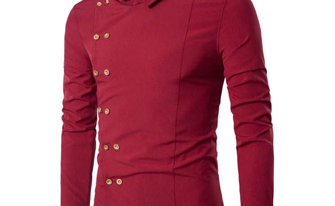 Double Breasted Slim Fit Long Sleeve Shirts for Stylish Men